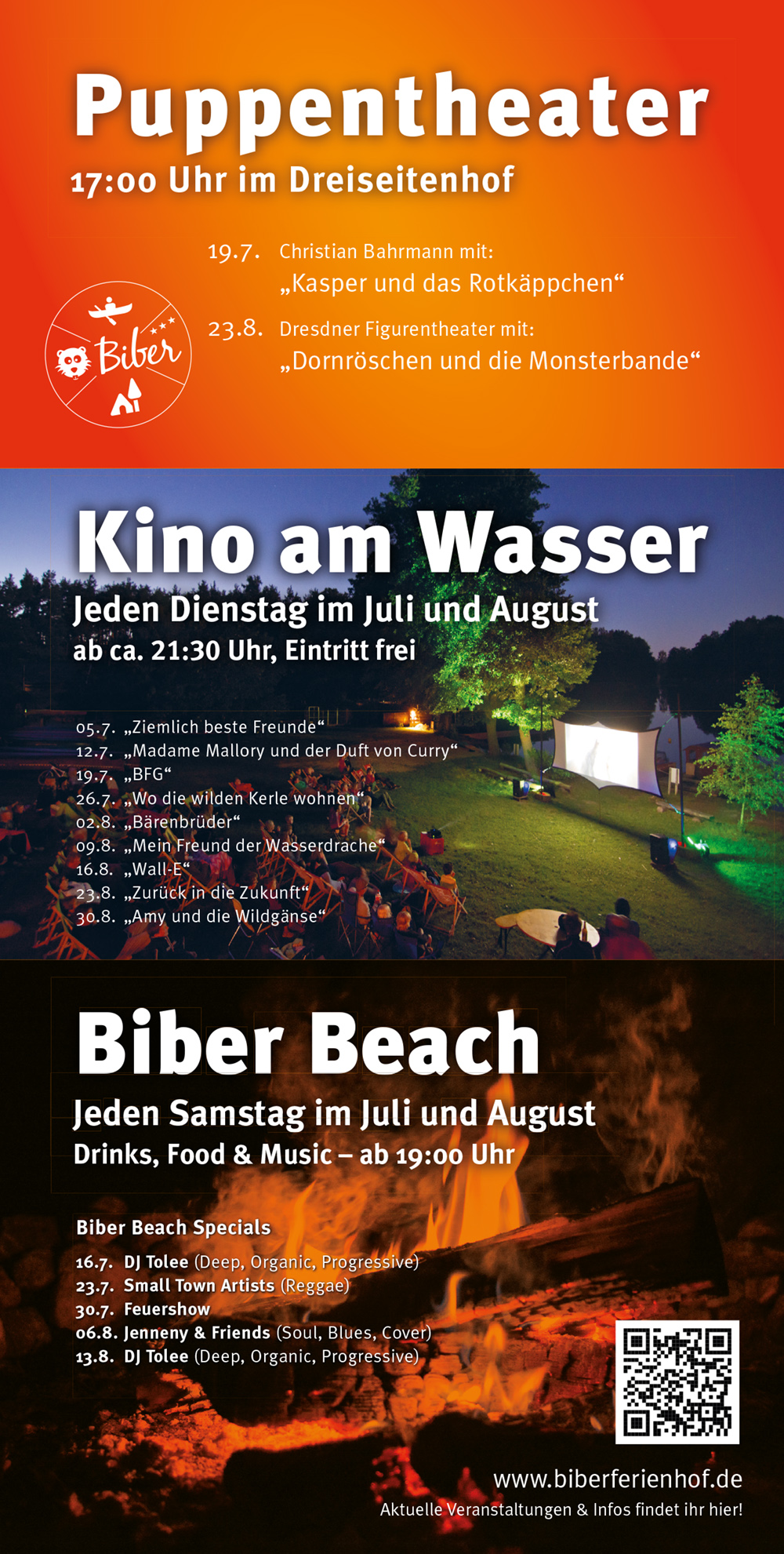 Programm Kino, Puppentheater, Biber Beach